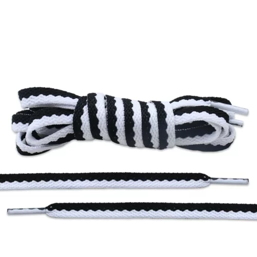 Black and white Dual-Stripe Shoe Laces