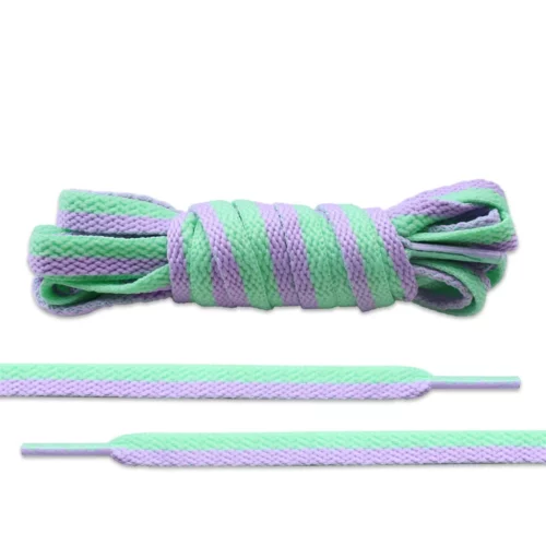 Light Purple Apple Green Dual-Stripe Shoe Laces