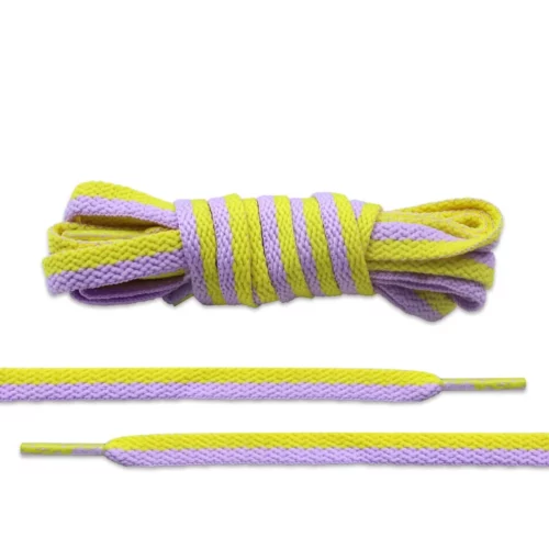 Light Purple Bright Yellow Dual-Stripe Shoe Laces