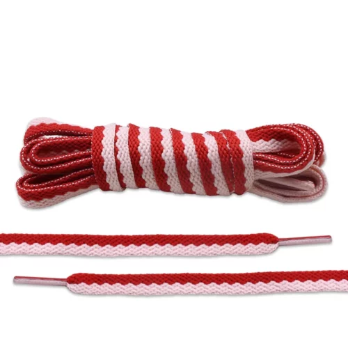 Red Cherry Blossom Pink Dual-Stripe Shoe Laces