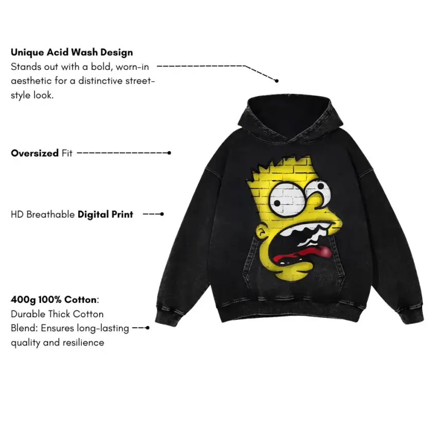 Anarchic Spikes Aicd Wash Oversized Hoodie - Image 5