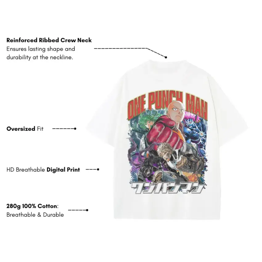 Caped Baldy Power Heavyweight Oversized White Graphic Tee - Image 5