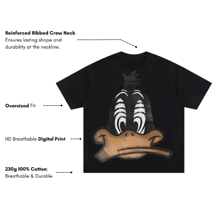 Despicable Duck Oversized Black Graphic Tee - Image 5