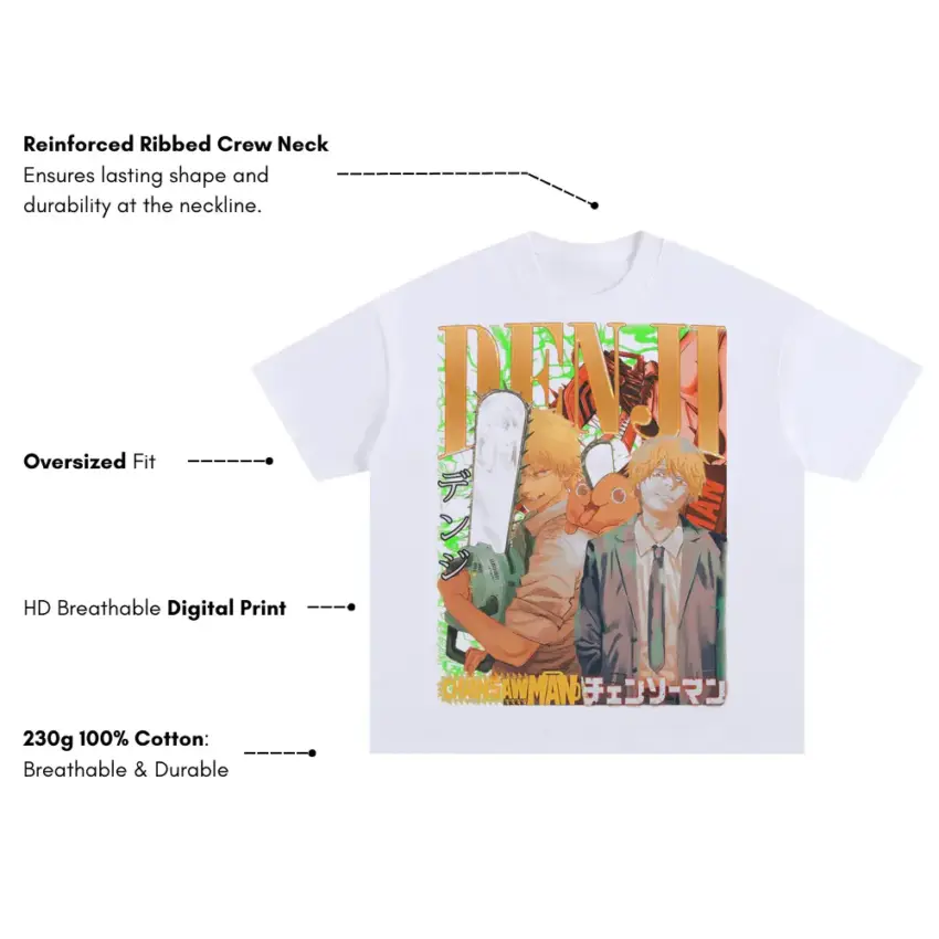 Devil Hunter Heart Oversized White Graphic Tee - Image 5