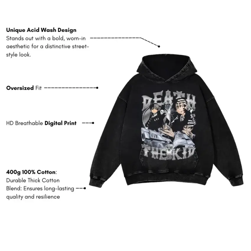 Fearful Symmetry Aicd Wash Oversized Hoodie - Image 4