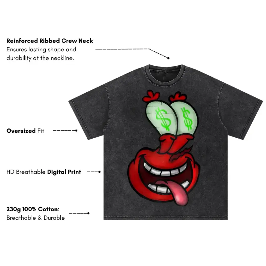 Greedy Grin Oversized Acid Wash T-shirt - Image 2