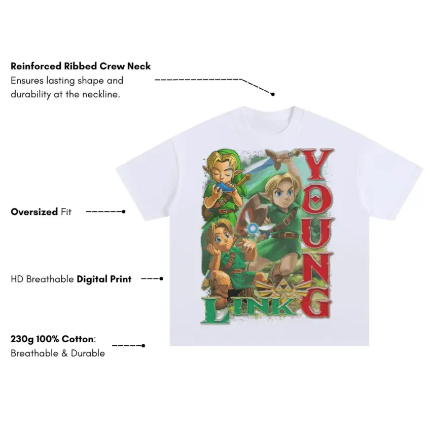 Hero Of Time Legacy Oversized White Graphic Tee - Image 5