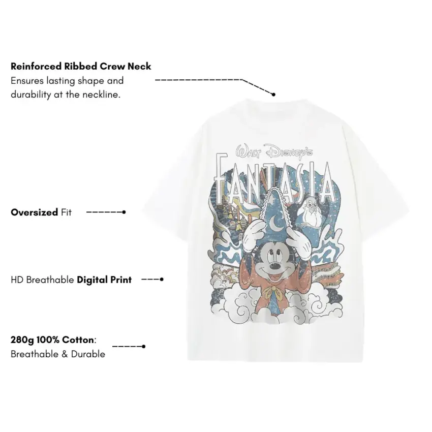 Kingdom Of Magic Fantasy Heavyweight Oversized White Graphic Tee - Image 5