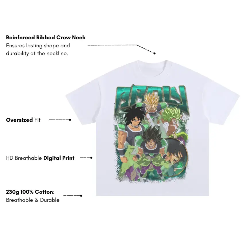 Legendary Saiyan Showdown Oversized White Graphic Tee - Image 5