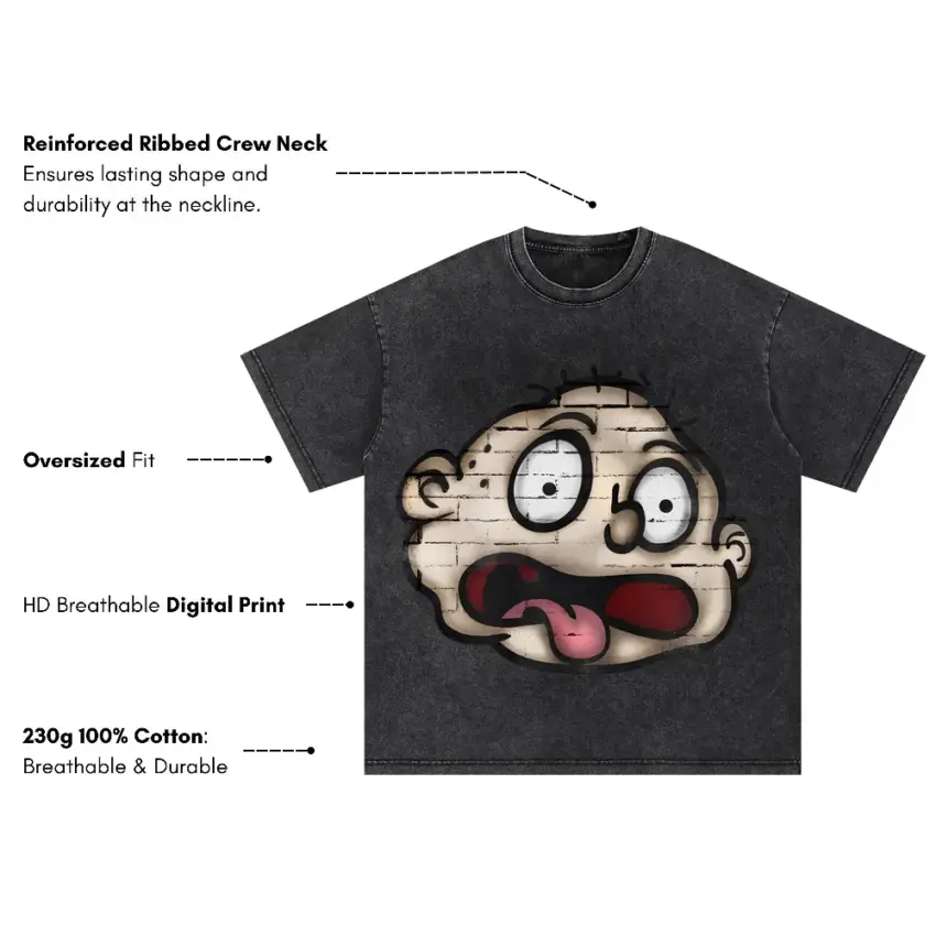 Manic Mono Brow Oversized Acid Wash T-shirt - Image 5