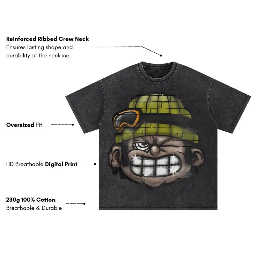 Master Of Mischief Oversized Acid Wash T-shirt - Image 5