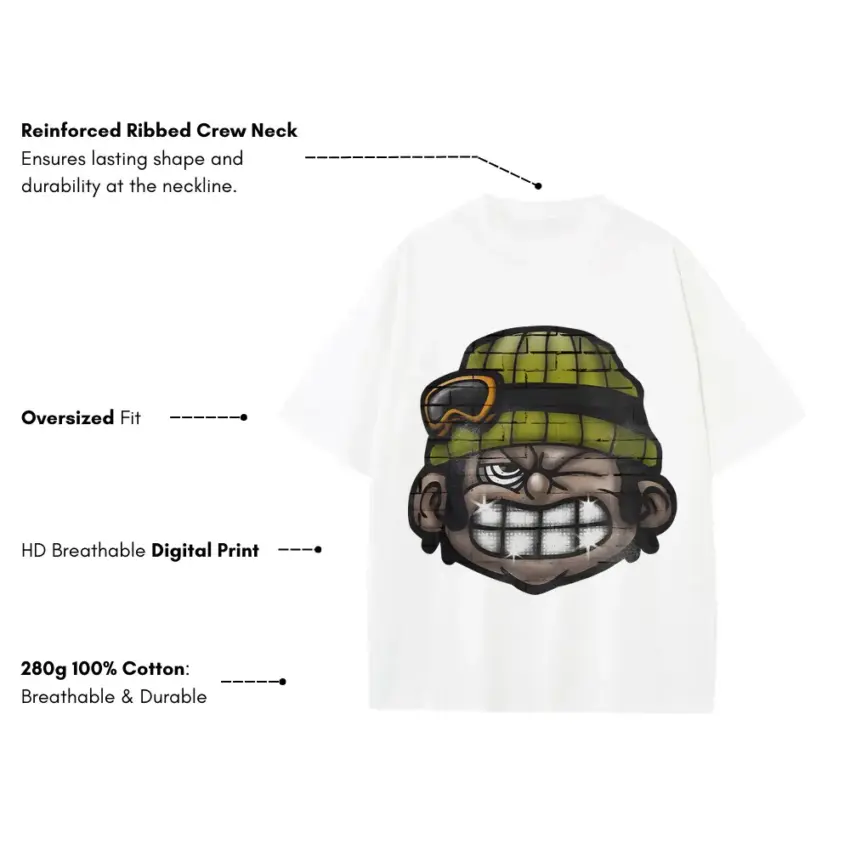 Master Of Mischief Heavyweight Oversized White Graphic Tee - Image 5