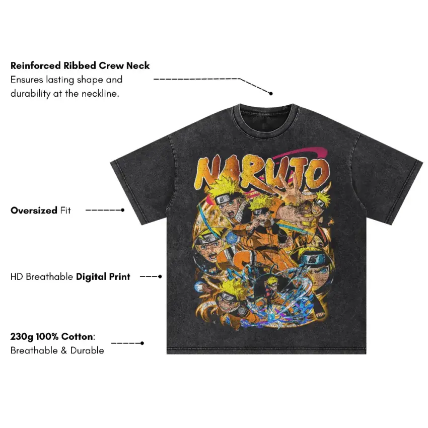 Ninja Academy Days Oversized Acid Wash T-shirt - Image 2