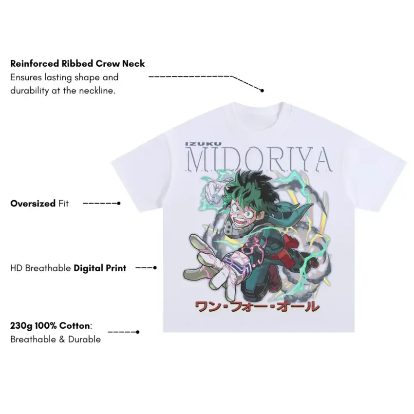 One For All Successor Oversized White Graphic Tee - Image 5