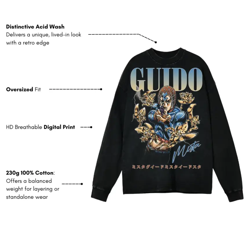 Pistols Of The Spider Verse Aicd Wash Oversized Long Sleeve Shirt - Image 5