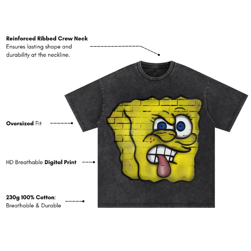 Porous Psyche Oversized Acid Wash T-shirt - Image 5