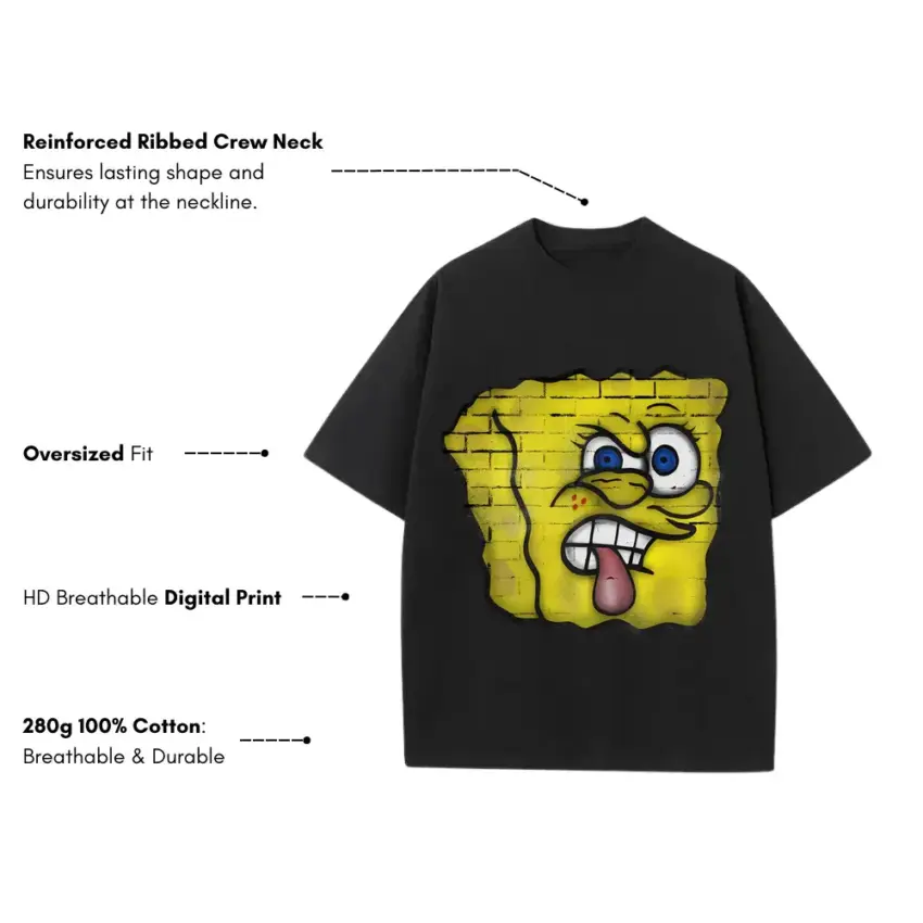 Porous Psyche Heavyweight Oversized Black Graphic Tee - Image 5