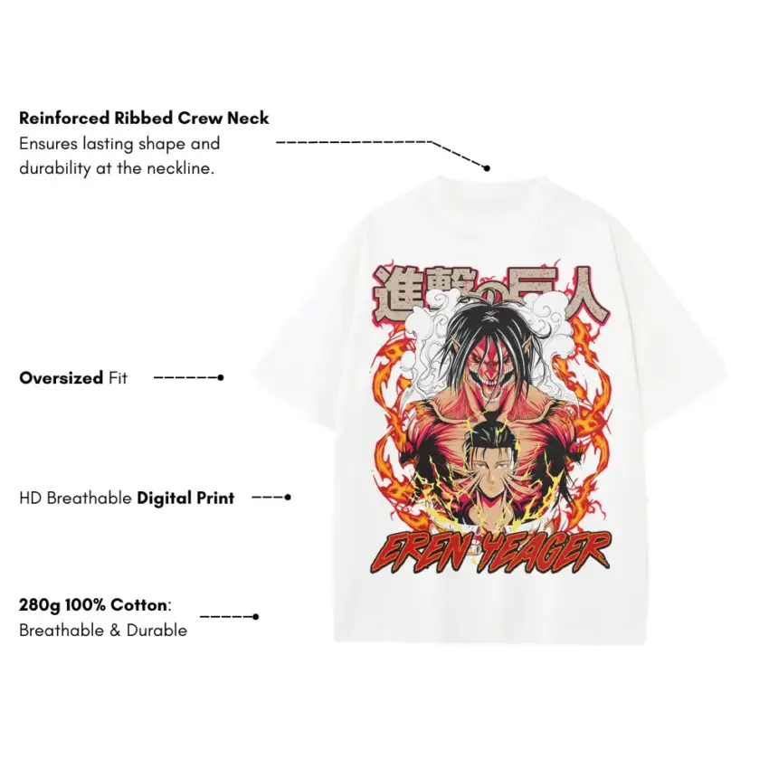 Rage Of The Titans Heavyweight Oversized White Graphic Tee - Image 5