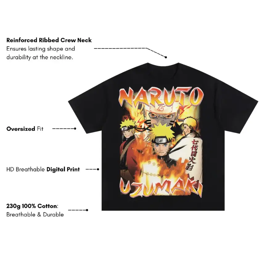Sage Of Six Paths Mode Oversized Black Graphic Tee - Image 2