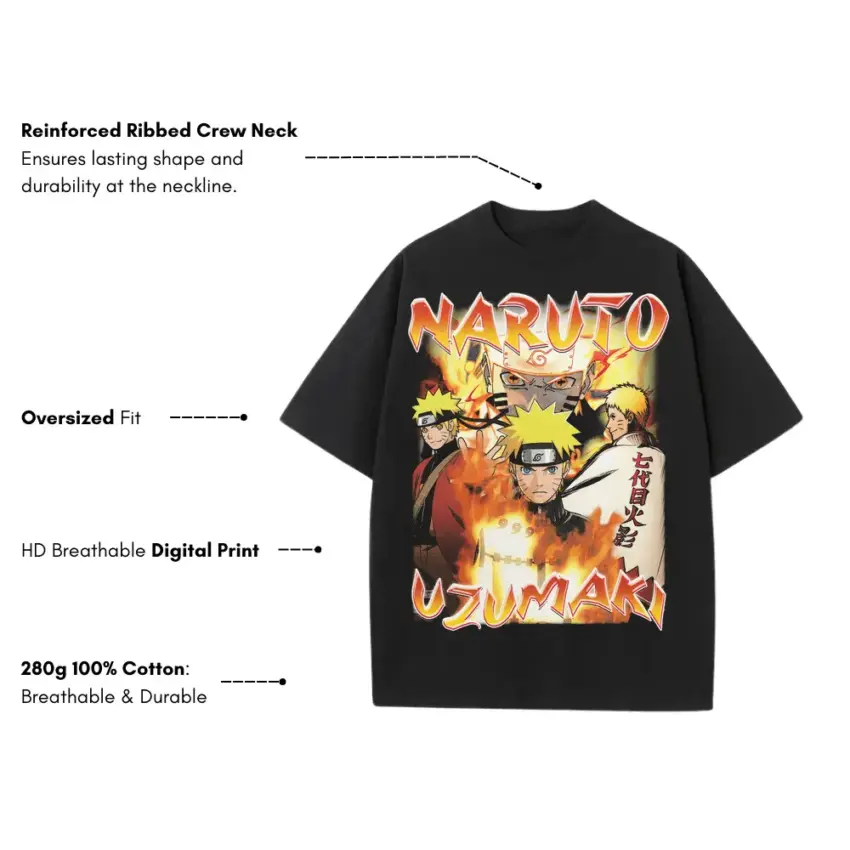 Sage Of Six Paths Mode Heavyweight Oversized Black Graphic Tee - Image 5
