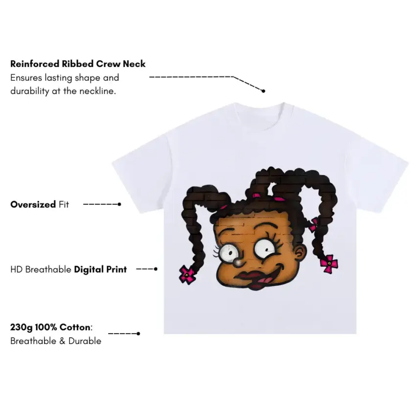 Sassy Braids Oversized White Graphic Tee - Image 5