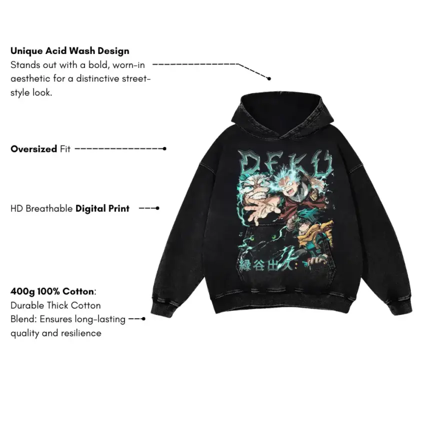 Smash For All Deku Aicd Wash Oversized Hoodie - Image 4