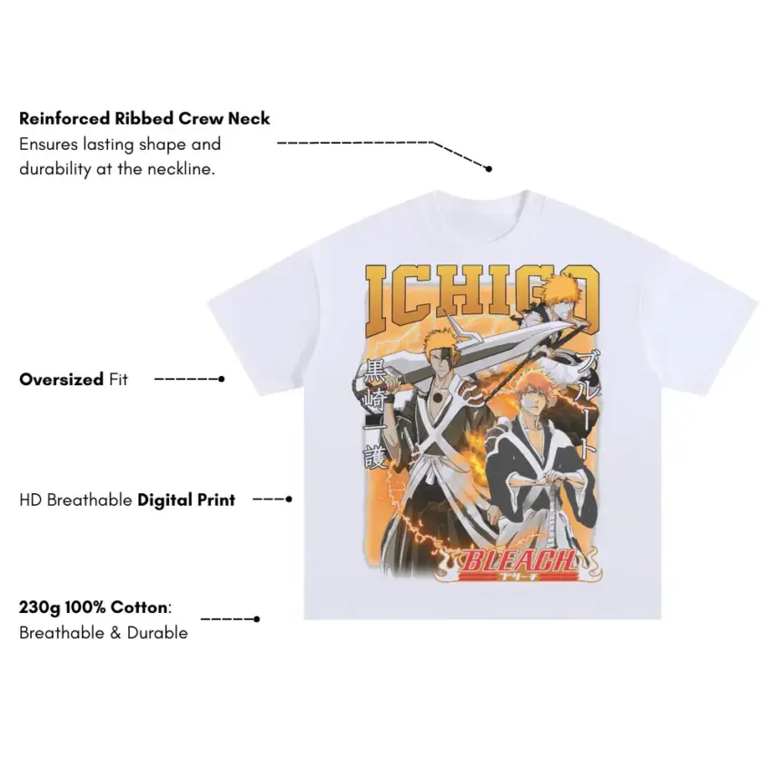 Soul Reaper Odyssey Oversized White Graphic Tee - Image 5