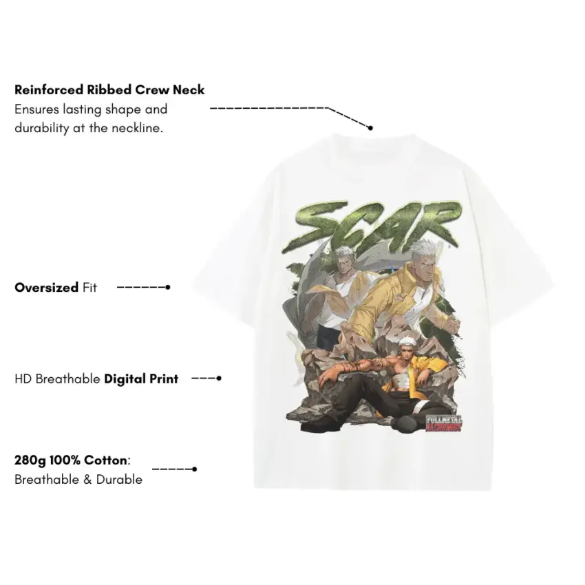 Stardust Crusaders Destiny Heavyweight Oversized White Graphic Tee - Image 5