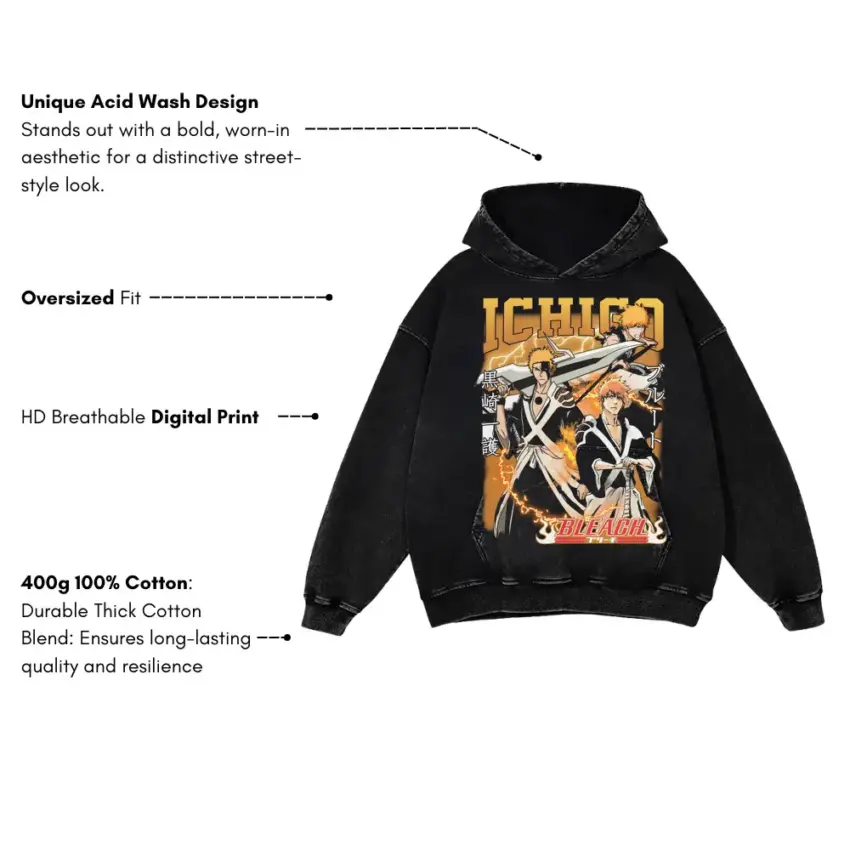 Substitute Soul Reaper Aicd Wash Oversized Hoodie - Image 2