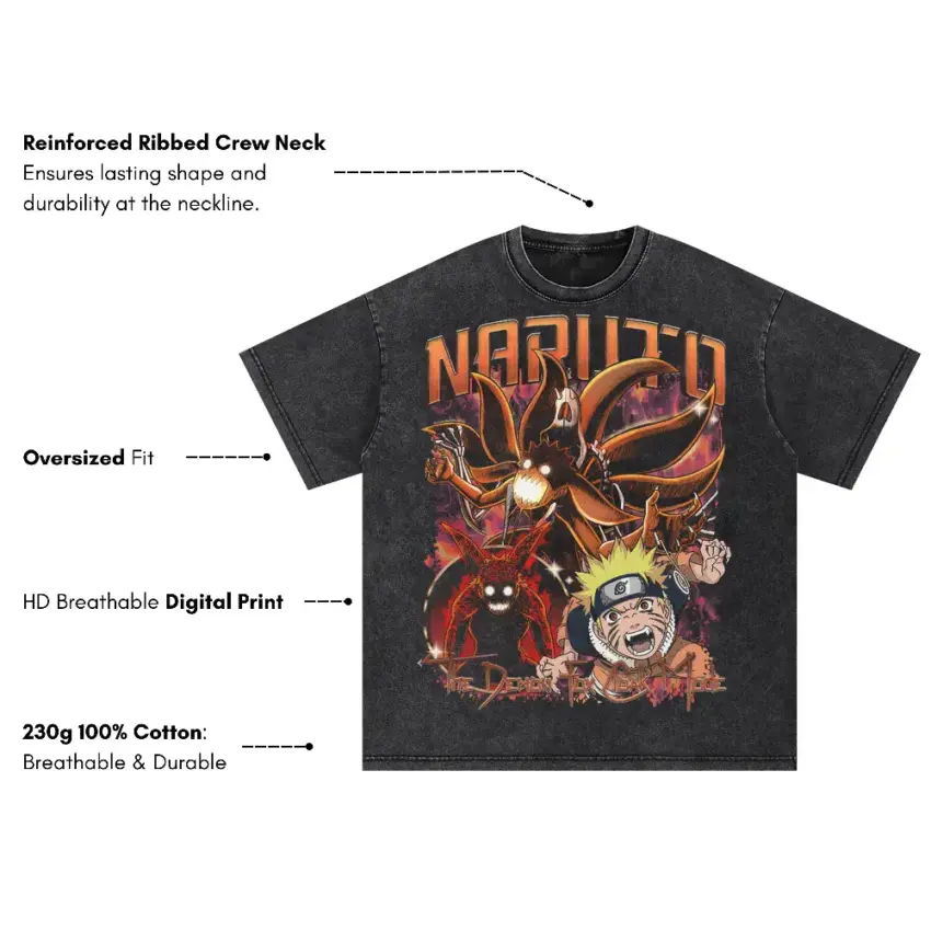 Tailed Beast Tamer Oversized Acid Wash T-shirt - Image 5