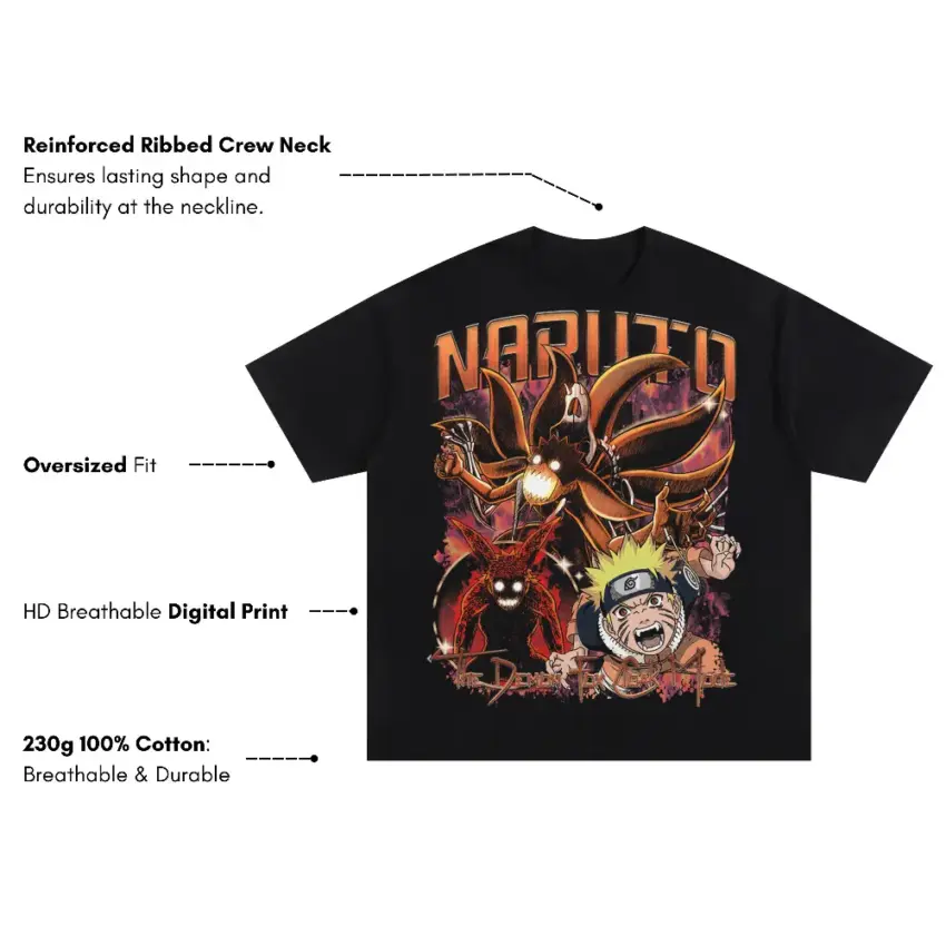 Tailed Beast Tamer Oversized Black Graphic Tee - Image 5