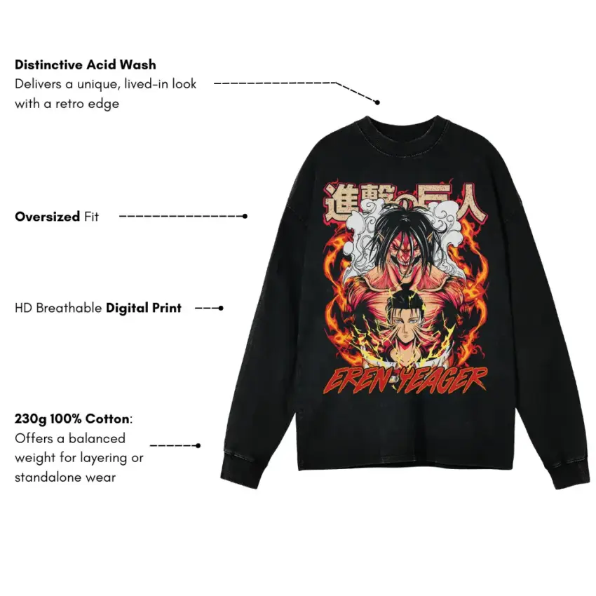 The Final Titan Aicd Wash Oversized Long Sleeve Shirt - Image 5