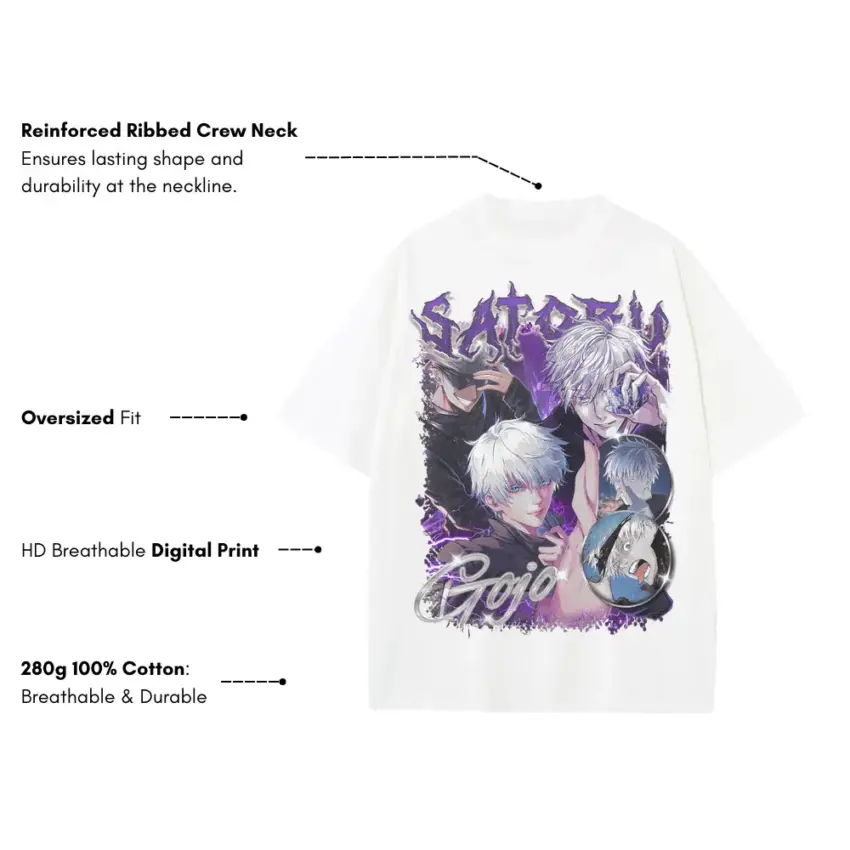 The Honored One Heavyweight Oversized White Graphic Tee - Image 5