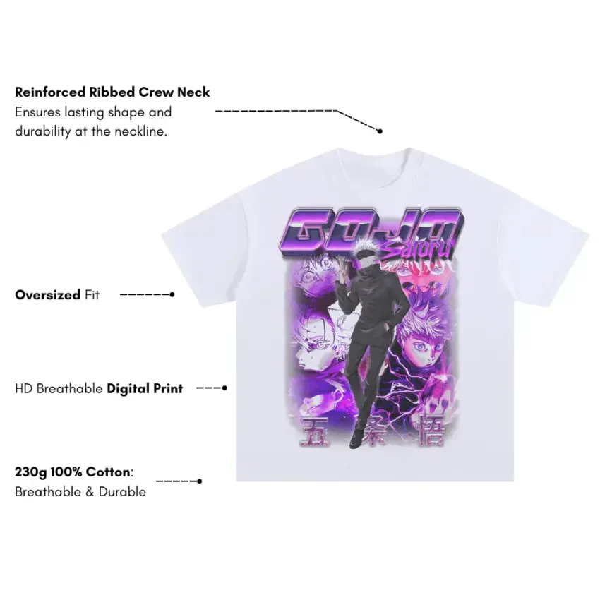 Unlimited Void Domain Oversized White Graphic Tee - Image 3