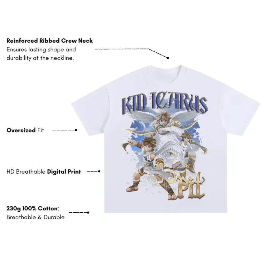 Uprising Of Icarus Oversized White Graphic Tee - Image 2