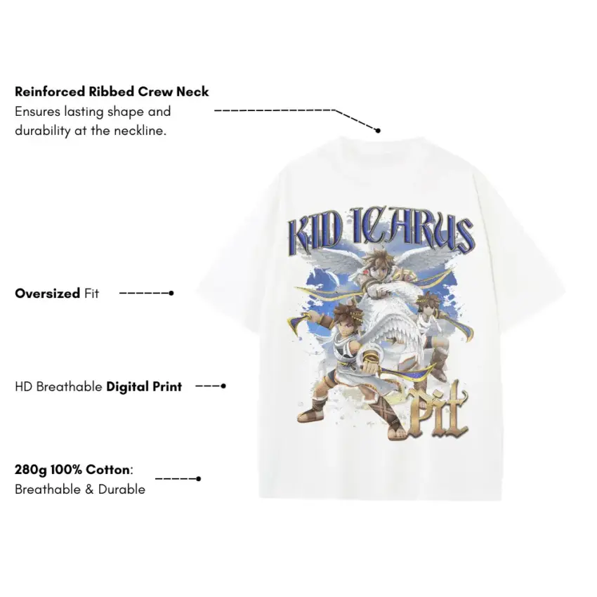 Uprising Of Icarus Heavyweight Oversized White Graphic Tee - Image 2