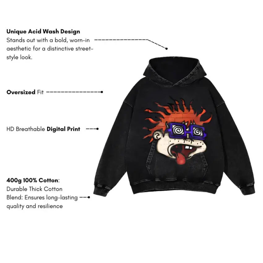 Wild Child Aicd Wash Oversized Hoodie - Image 5