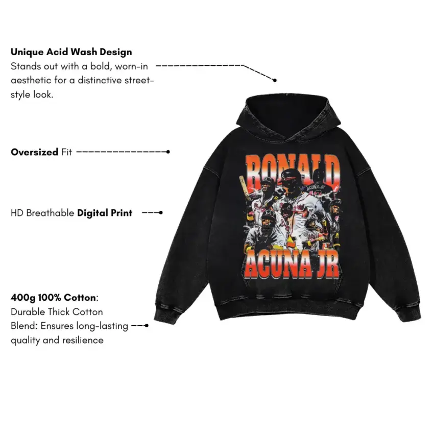 Acuña Atlanta Dynamo Aicd Wash Oversized Hoodie - Image 5