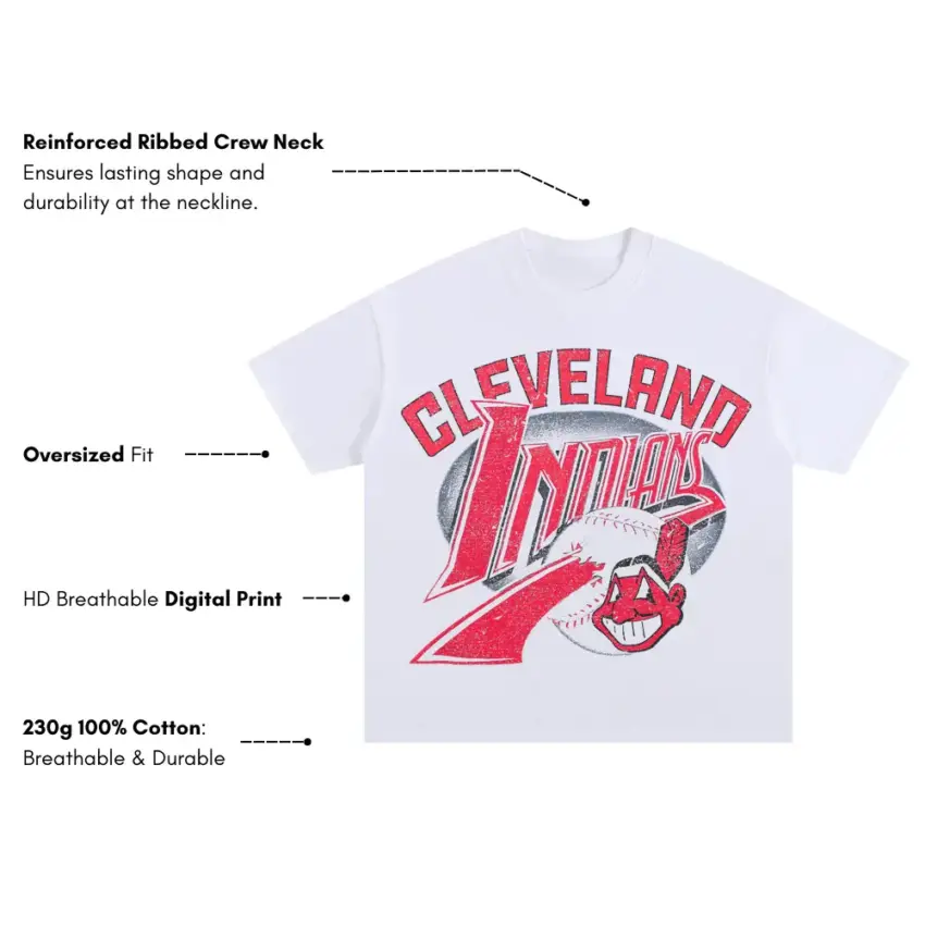 Cleveland Tribe Tribute Oversized White Graphic Tee - Image 2