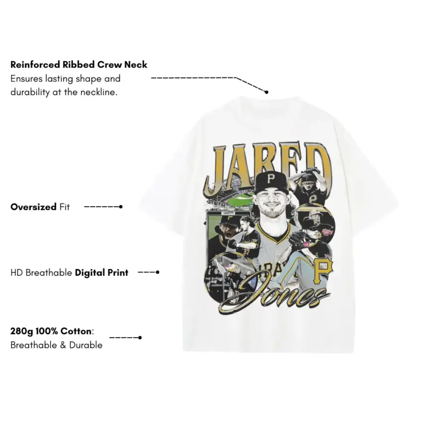 Emerald City Slugger Heavyweight Oversized White Graphic Tee - Image 2