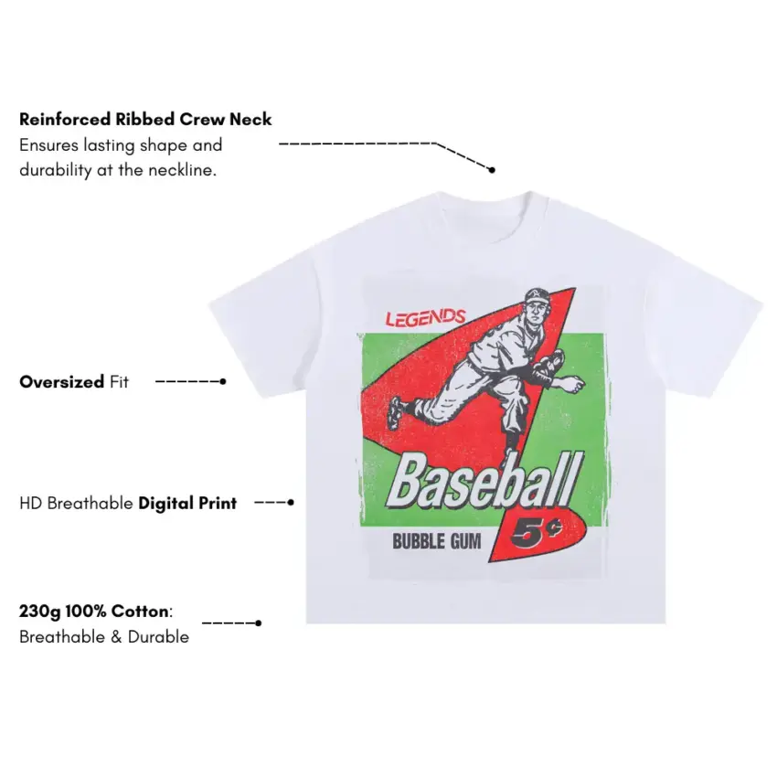 Five Cent Bubble Gum Catch Oversized White Graphic Tee - Image 2