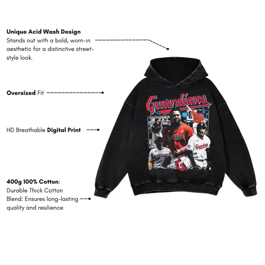 Guardians Of The Diamond Aicd Wash Oversized Hoodie - Image 4