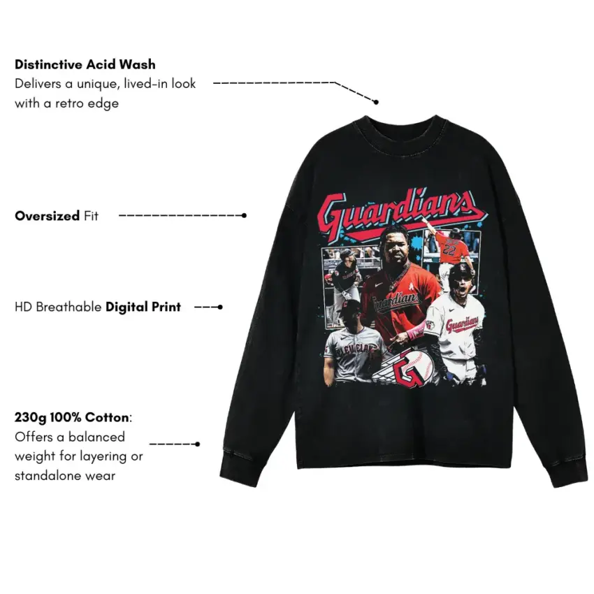 Guardians Of The Diamond Aicd Wash Oversized Long Sleeve Shirt - Image 2