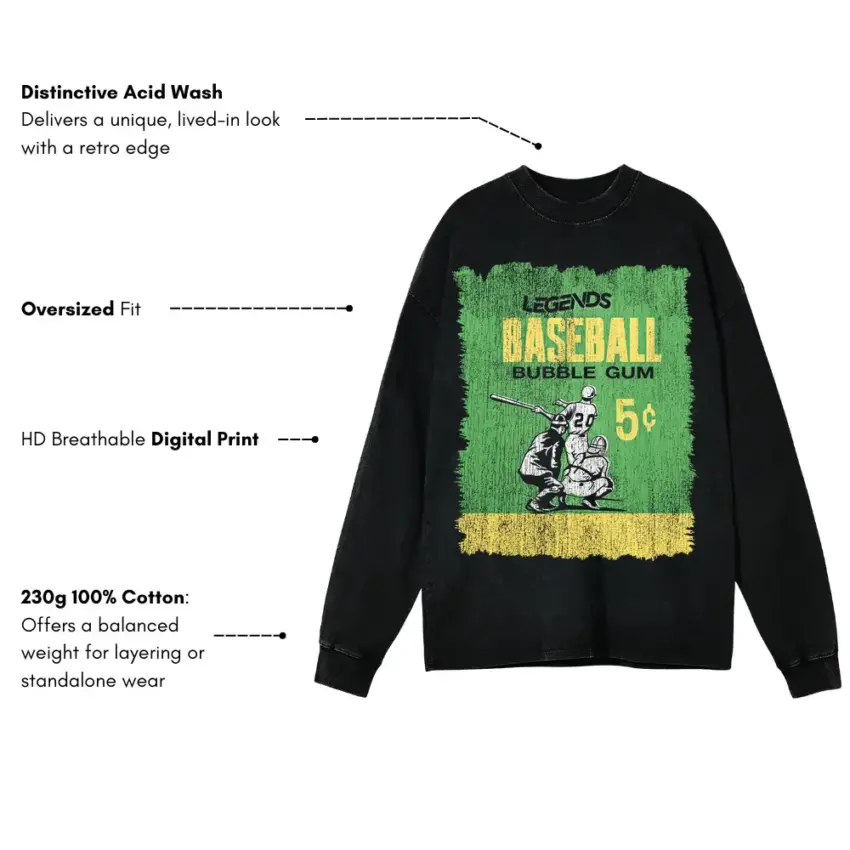 Legends Gum On The Mound Aicd Wash Oversized Long Sleeve Shirt - Image 5
