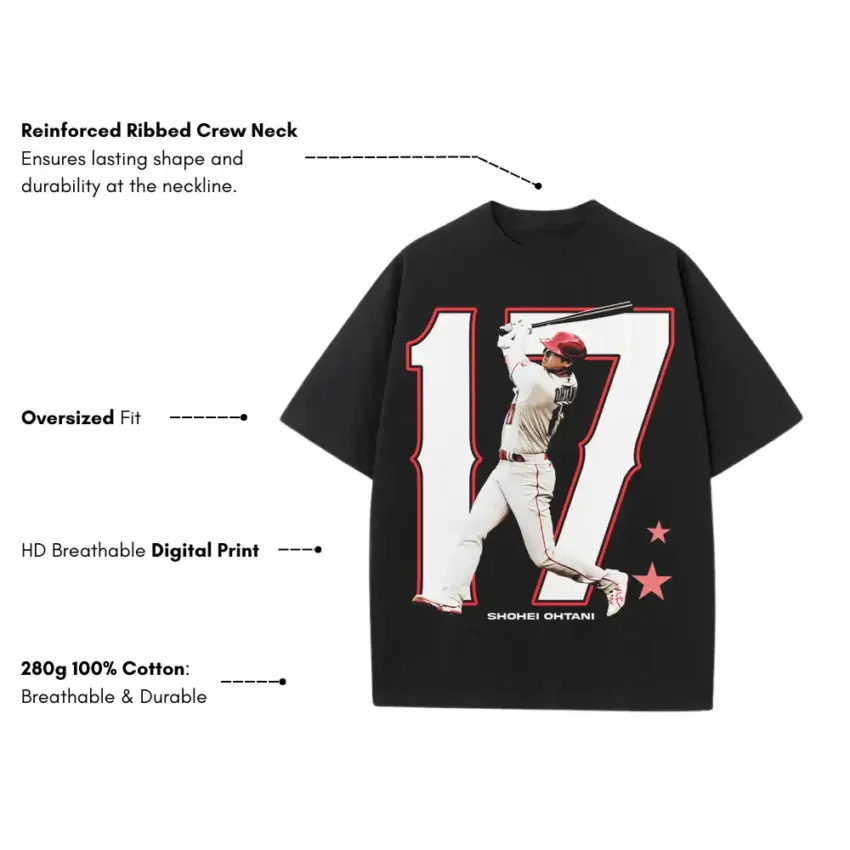 Ohtani Signature Swing Heavyweight Oversized Black Graphic Tee - Image 2