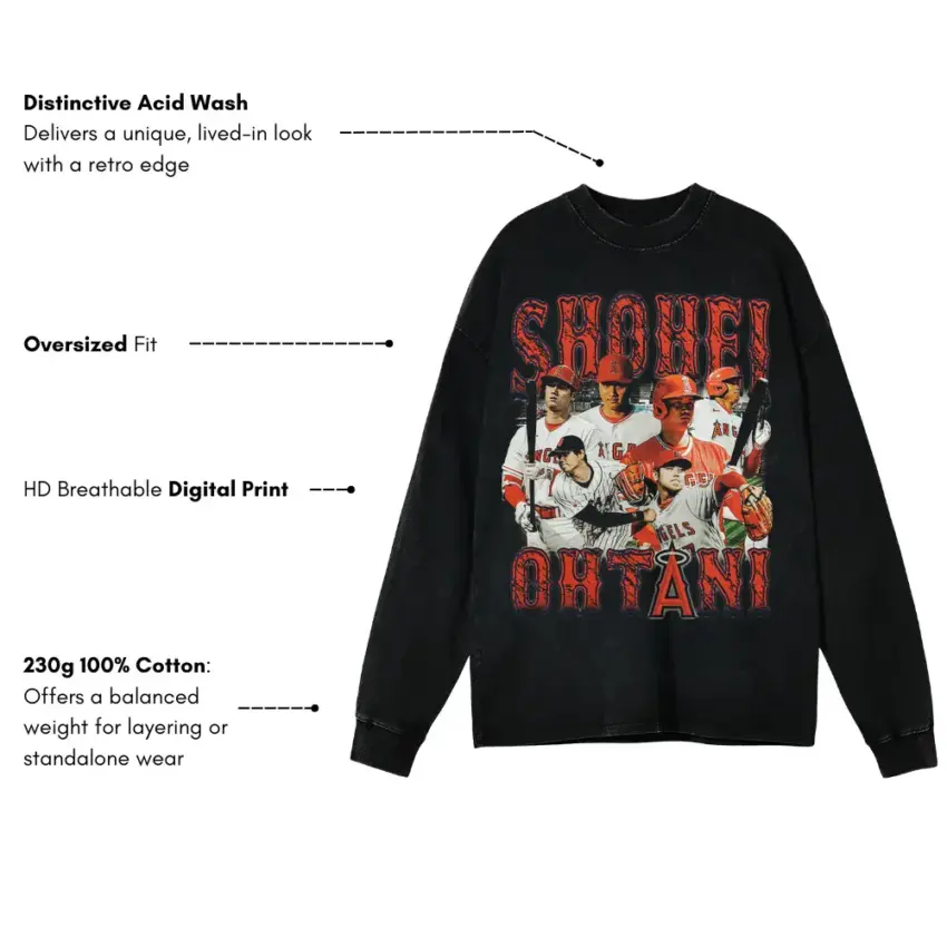 Shohei The Unicorn Aicd Wash Oversized Long Sleeve Shirt - Image 4