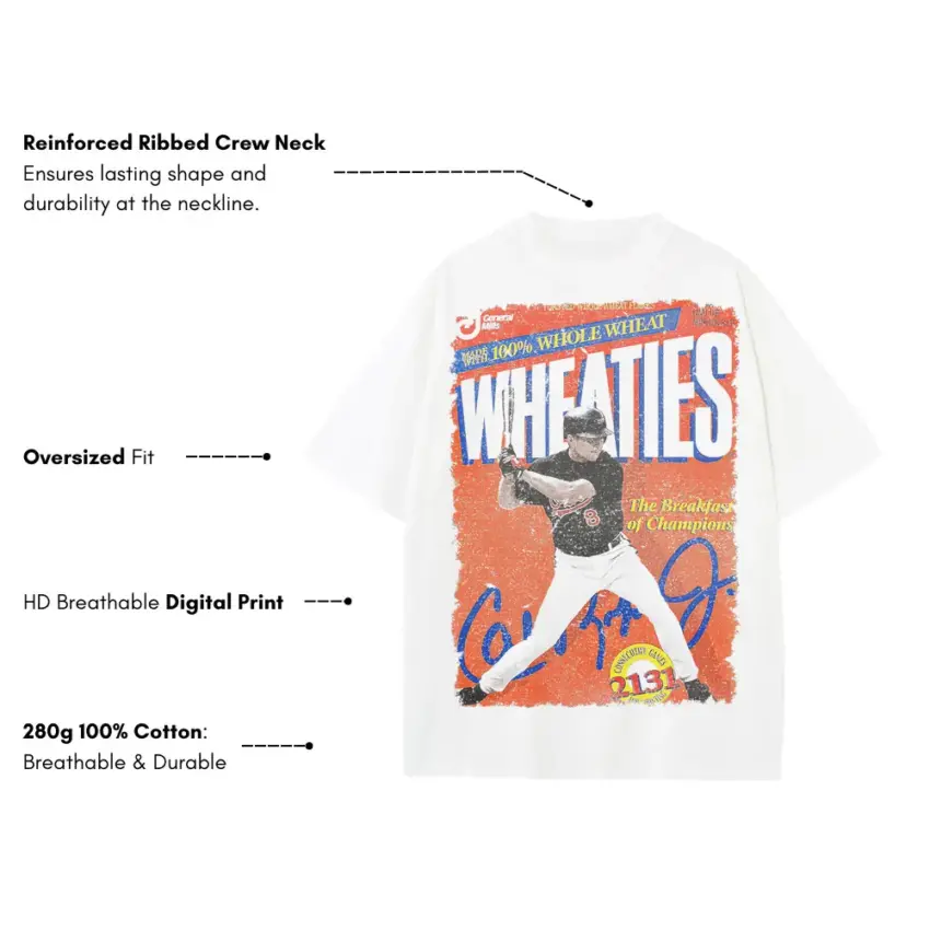 Wheaties Champion Number Thirteen Heavyweight Oversized White Graphic Tee - Image 2
