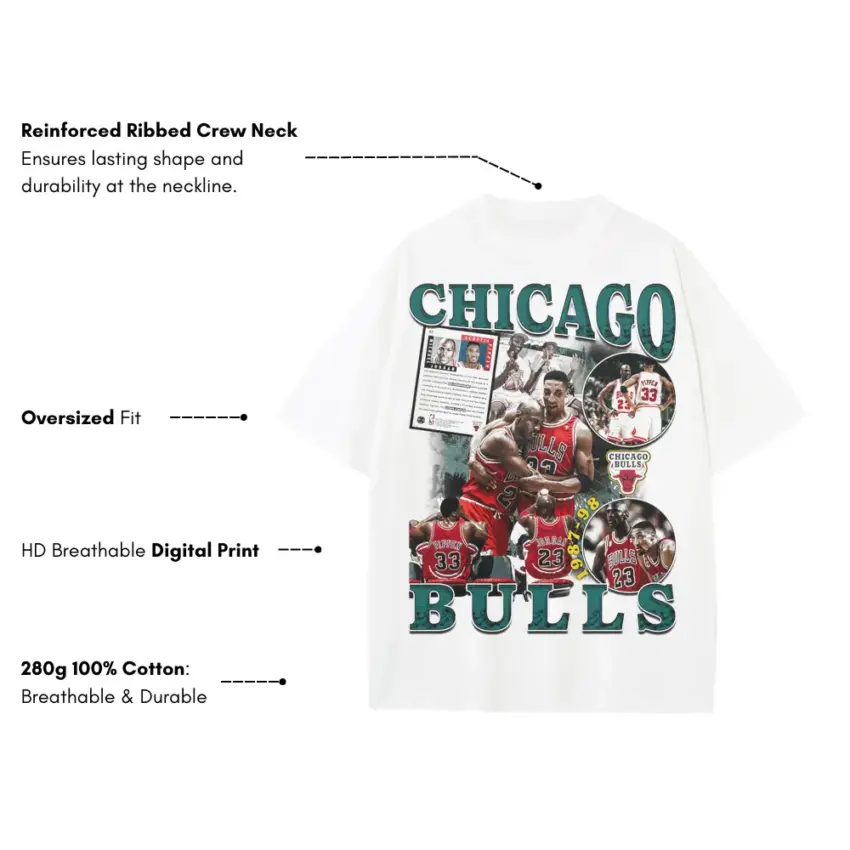 Chicago Bulls The Jordan Pippen Era Heavyweight Oversized White Graphic Tee - Image 5