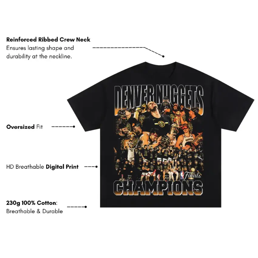 Denver Nuggets Mile High Championship Oversized Black Graphic Tee - Image 4