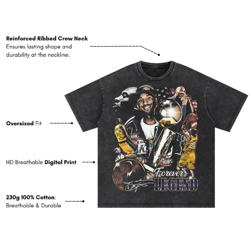 Forever A Legend Basketball Icons Oversized Acid Wash T-shirt - Image 4